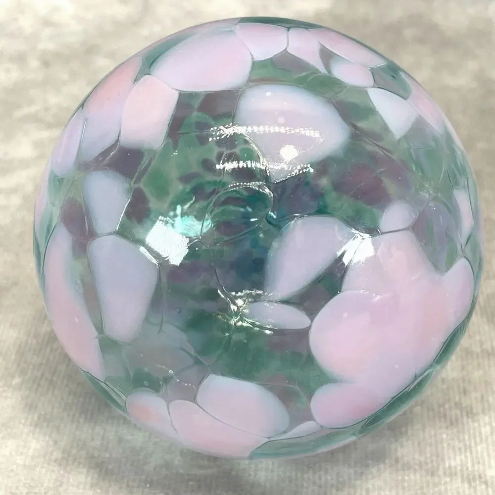 Hand Blown Large 5” Glass Orb Ball Purple & Teal Ornament Sun Catcher